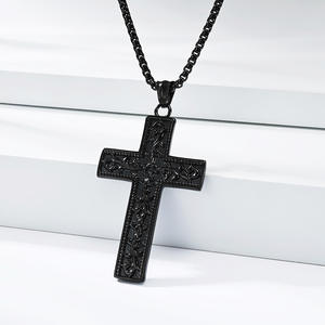 Men's Gothic Vine <b>Cross</b> Necklace Stainless Steel Pendant Everyday Wearing <b>Chain</b> Jewelry - Product Image 3