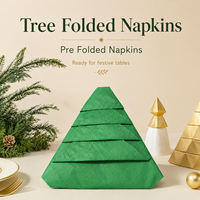 Serviettes de table pré-pliées pour fête de Noël avec motif arbre, formes créatives uniques, jetables, vente en gros