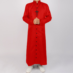 Costume <span class=keywords><strong>de</strong></span> Prêtre Père Noël pour Halloween, Robe <span class=keywords><strong>de</strong></span> Prêtre Médiévale Renaissance Rétro, Nouvelle Robe <span class=keywords><strong>de</strong></span> Clergé avec Collier Croix - Product Image 3