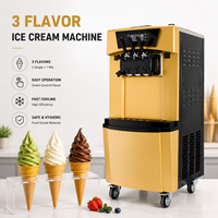 Machine à crème glacée molle verticale commerciale, 3 saveurs, équipement pour yaourt glacé et gelato pour café
