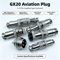 Connecteur d'accouplement aviation GX20 à 2-12 broches, avec noyau en bakélite résistant aux hautes températures, de marque Guangdong GX12/GX16, fourni par l'usine