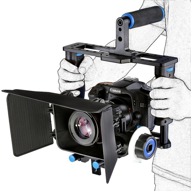 RD Professional DSLR Camera Rig Cage Kit D221 Shoulder Holder Stabilizer Matt Box Follow Focus for canon Camcorder