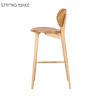 Tabouret de Bar en bois massif de Style britannique de luxe, comptoir de canne, hauteur du dos, pour la maison
