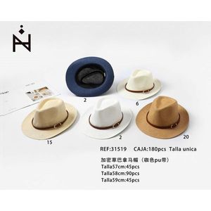 Cappello Panama in Paglia Marrone Densa con Cinturino in PU 57 58 59 Cm Unisex Stile Etnico - Product Image 1