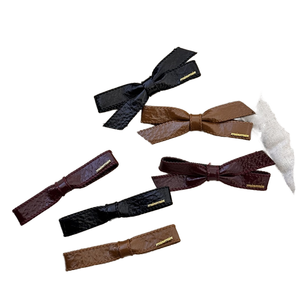 إكسسوار شعر نسائي فاخر أنيق ، دبوس شعر بفيونكة بحروف جلدية راقية ، دبوس شعر بنمط حلو ، مشبك جانبي للحفلات - Product Image 1