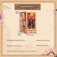 CuteBee Nouvelle maison miniature japonaise à assembler en blocs de construction en bois, serre-livres, décoration créative pour la maison, modèle ouvrable
