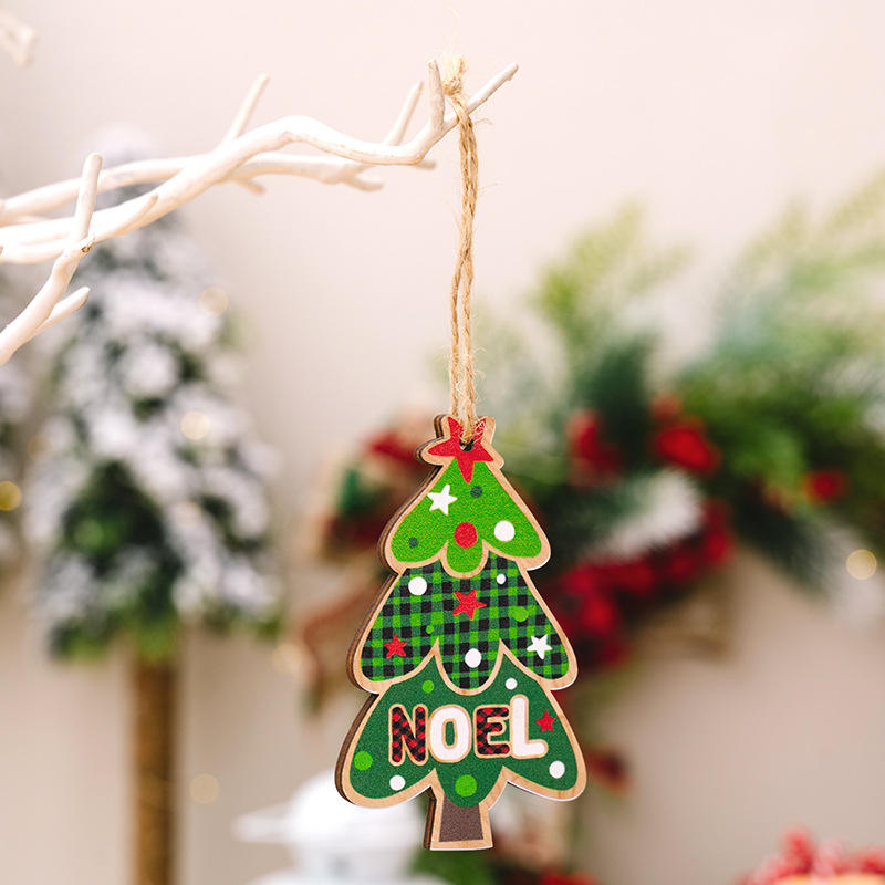 Colorful Christmas wooden pendant small tree