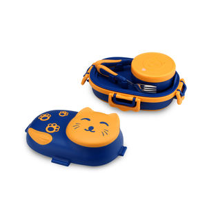 Nouveau Meilleur Petit Chat 3 compartiment en acier inoxydable bpa Bébé enfants alimentation alimentaire boîte à lunch boîte bol <span class=keywords><strong>ensemble</strong></span> - Product Image 3