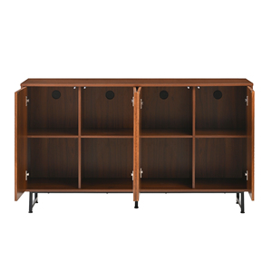Mid-Century Modern <b>Walnut</b> <b>Sideboard</b> Buffet Cabinet Geometric Carved Storage Metal Legs Multi-Purpose Credenza Home Furniture - Product Image 3