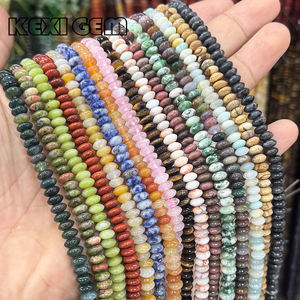 도매 6x3mm 천연 로즈 쿼츠 모스 아게이트 타이거 아이 스톤 론델 비즈 루즈 플라잉 소서 스페이서 비즈 주얼리 제작용 - Product Image 1