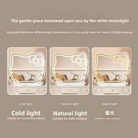 Miroir de maquillage lumineux Hello Cat Cartoon pour coiffeuse, vente en gros directe usine