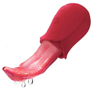 Vibradores de rosa para lamer la lengua realista, Juguetes sexuales para mujeres adultas con estimulador de clítoris de punto G, masajeador de pezones