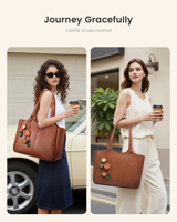 Sac de travail LOVEVOOK en cuir vegan PU 15,6 pouces avec porte-gobelet 40 oz, sac à bandoulière pour infirmière, enseignante, sac fourre-tout imperméable pour femmes