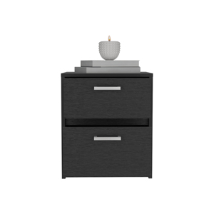 Trivor 2 Drawer Nightstand <b>Black</b> Metal Handles <b>Bedside</b> Storage <b>Table</b> - Product Image 5