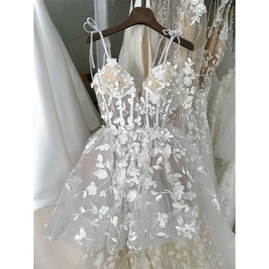 Noble Bride Modest Women Mini Short Flower Girl Dresses abito da <span class=keywords><strong>sposa</strong></span> da <span class=keywords><strong>sposa</strong></span> abito da <span class=keywords><strong>sposa</strong></span> Champagne per spose - Product Image 6