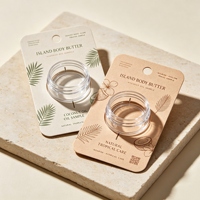 Pot vide transparent personnalisé 3G 5G avec carte suspendue pour échantillon cosmétique de marque privée, pour beurre corporel, beurre de karité, huile de Tamanu, baume de coco