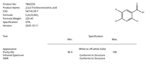 กรดทริคลอโรนิโคนิก 2,5,6- หมายเลข CAS 54718-39-7 วัสดุสำหรับการสังเคราะห์ สารอินเตอร์มีเดียต ความบริสุทธิ์ 97% รูปแบบของแข็ง MF C6H2Cl3NO2 LAIBOTECH - Product Image 3