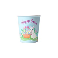 Assiettes, gobelets, serviettes, couverts, décorations, décorations de gâteau, ballons et spirales en papier à thème Lapin de Pâques et Œuf, style mignon pour fête