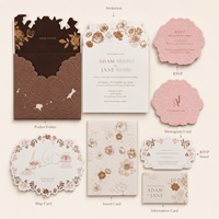 Set Undangan Pernikahan Salib Malaikat Floral Mewah Buatan Tangan dengan Desain Embos, Kertas Premium, dan Amplop Elegan