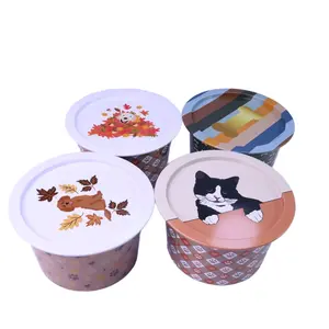 Wholesale Mini Round Tea Food Container Tin Gift Box Packaging Metal Tin Box for Nuts Kernels Biscuits Cake Storage