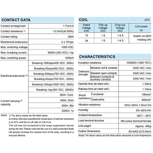 Contacteur CC haute tension HONGFA HFE85P-300 1000V 300A, Relais Contacteur 24V CC 12V CC - Product Image 2