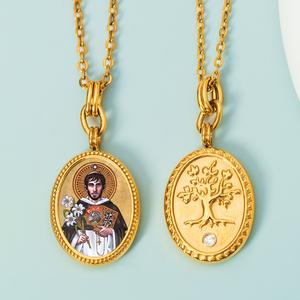 지브럭 스테인리스 스틸 레진 성 도미닉 정교회 아이콘 펜던트 18K 금도금 맞춤형 강아지 토치 묵주 천주교 종교 용품 - Product Image 5