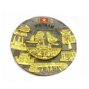 Plaque <span class=keywords><strong>murale</strong></span> <span class=keywords><strong>décorative</strong></span> ronde <span class=keywords><strong>en</strong></span> métal gravée <span class=keywords><strong>en</strong></span> 3D avec crochet de suspension, souvenirs de l'usine de fabrication de plaques du Vietnam - Product Image 3