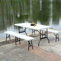 Ensemble table et chaises pliantes d'extérieur moderne et minimaliste, cadre en acier HDPE, portable pour pique-nique familial, camping, personnalisation possible