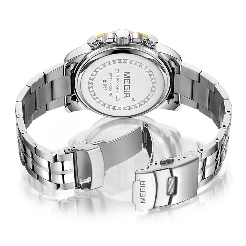 MEGIR 2087 Islamic Man Watch - Stainless Steel Chronograph