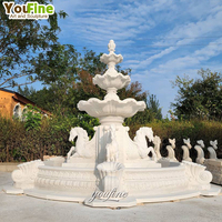 Fontaine en marbre de cheval, statue d'eau de jardin extérieure en pierre naturelle blanche italienne personnalisée