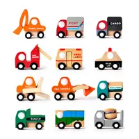 Mini carro de madeira com 12 peças, conjunto de brinquedos, carro, veículo de construção, transportador, crianças, engraçado, desenhos animados, carro, brinquedos