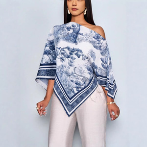 Nuova Blusa Estiva da Donna Stile Resort con Stampa Animalier, Vestibilità Ampia, <span class=keywords><strong>Spalle</strong></span> <span class=keywords><strong>Scoperte</strong></span> e Design a Mantella, Collezione Europea Americana 2026 - Product Image 2