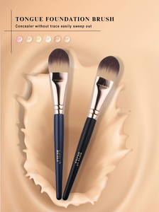 Pinceau de maquillage professionnel de haute qualité, 2 pièces, poils synthétiques, manche en bois, pinceau pour estomper la crème, pour le fond de teint - Product Image 5