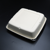 Conteneur alimentaire recyclé boîte à Bento de canne à sucre carré écologique biodégradable à emporter jetable 8x8 pouces 1000ml/32oz naturel