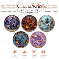 Pièce de monnaie en cuivre pur 999 de 1 et 5 oz, 5 styles, série Cthulhu personnalisée en relief, édition de collection premium pour collectionneurs