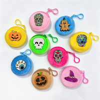 Porte-monnaie rond en peluche de 8 cm, mignon et doux, avec fermeture éclair, pour femmes, filles, enfants, idéal pour les fêtes d'Halloween