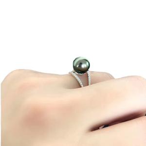 Support de bague en argent S925, accessoires DIY pour perles, perles rondes simples de 9 à 13 mm, bijoux en argent 10443 - Product Image 5