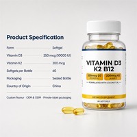 Vitamine D3 10000 UI personnalisée non-OGM avec K2 MK7 200mcg et B12, huile de coco vierge pour le soutien cardiaque et immunitaire des adultes, sans gluten, végétalien