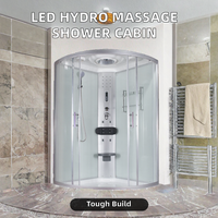 Nouvelle Cabine de Douche Moderne Noire Brossée avec Éclairage LED Coulissant, en Acrylique, pour Hôtels, avec Baignoire Balnéo Hydro-Massage et Vapeur