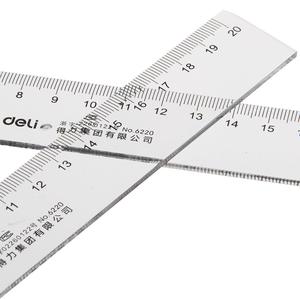Regla Deli de 20cm, escala graduada de plástico transparente, herramienta de medición estándar para uso escolar y de oficina - Product Image 4