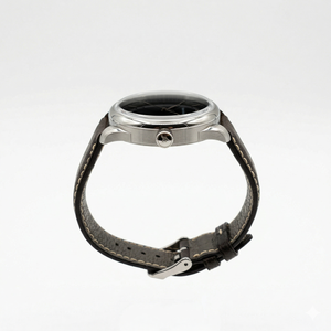 Montre de marque minimaliste sans index, cadran noir, verre <span class=keywords><strong>double</strong></span> bombé, quartz, boîtier en acier inoxydable de 20 mm, résistant à l'eau 5 ATM, bracelet en cuir pour homme - Product Image 3