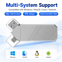 Boîtier SSD M.2 NVMe SATA double interface, 10 Gbps USBC & USBA 3.2 Gen2, boîtier en aluminium prend en charge 8 To et 2242/2230 pour Win/Mac/Linux