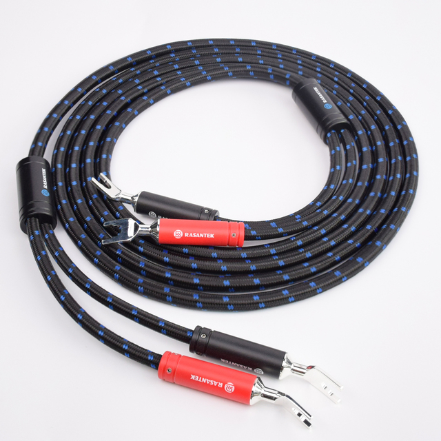 RASANTEK Gold Plated HIFI Speaker Cable - POM Shell with Spade Plug DIY Audio Speaker Wire Bulk OEM/ODM Service