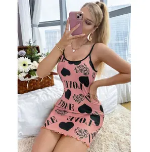 X2375 etichetta personalizzata corda confortevole pigiama ragazze vestito di seta del latte indumenti da notte signore lounge wear abito da notte per indumenti da notte delle donne