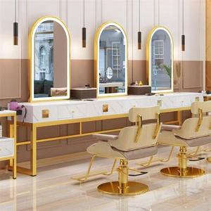 Customized Oval LED Salon <b>Mirror</b> <b>Makeup</b> <b>Vanity</b> <b>Mirror</b> Station Barber Shop Furniture - Product Image 3