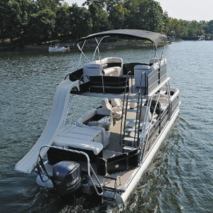 Bote Pontón de Dos Pisos <span class=keywords><strong>Ecocamper</strong></span> 2021 de 27 Pies con Tobogán y Toldo Bimini en Venta a Bajo Precio - Product Image 2