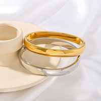 Bracelet élégant et simple pour femme en acier inoxydable plaqué or avec fermoir sphérique poli à la main, sensation haut de gamme