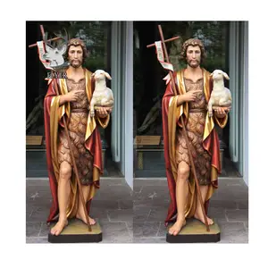 Personalizado moderno arte tamanho de vida fibra de vidro figura religioso estátua saint john baptiste resina escultura