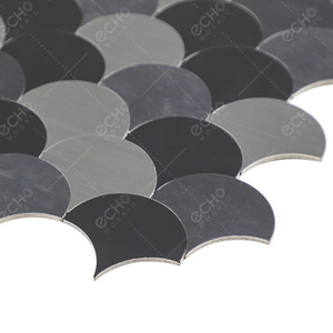 Cá quy mô hình dạng kết hợp màu xám màu phản quang kim loại Gạch Mosaic vỏ và dính 3D tường Sticker - Product Image 3