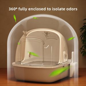 Grand bac à litière <span class=keywords><strong>pour</strong></span> chat avec rabat de <span class=keywords><strong>porte</strong></span> avant et pelle Bac à litière semi-fermé Surface antiadhésive <span class=keywords><strong>d</strong></span>étachable et facile à nettoyer - Product Image 4